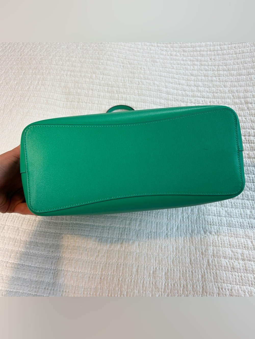 kate spade New York Harper Satchel Green Structured Leather Bag missing strap - Picture 3 of 11